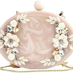 | Luxury Resin Clutch with Diamond Embellishments – Party Use Handbag for Women, Bridal Wedding Evening Bag with Gold Chain, Marble Finish-image-31