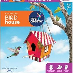 Fevicreate Bird House Art & Craft Kit | Craft, Paint and Hang a working Bird house in your garden | Boost child's creativity | Screen-Free Engagement | By Fevicol | Best Gift for Kids Age 5+ years-image-1