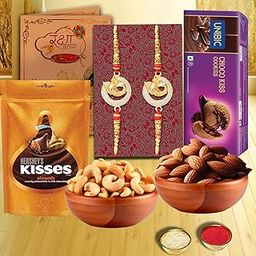 AWANI TRENDS Rakhi Set For Brother Chocolate Dry Fruits Cookis Hamper Rakhi Gift for Brother - Rakhi with Dry Fruits and Chocolate Combo Greeting Card, Roli Chawal Pack-image-75