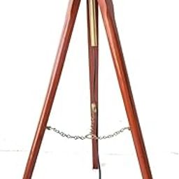 SECURE DECOR Beautiful Conner Wooden Tripod Floor Lamp Stand Without Shade and Bulb (Brown) Pack of 1-0