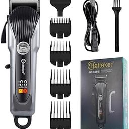 HATTEKER HT-6056 Salon Series Professional Digital Display Cordless Hair Clipper Electric Hair Cutter Kit Wireless Hair Grooming Trimmers Set, Li-ion Battery 2000mAh 180 minutes Runtime, Grey-39