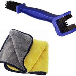 QNJL-Bike Chain Brush Bike Cleaning Microfiver Cloth Yellow (Set of 1) Combo pack-3
