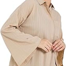 Women Spread Collar Casual Shirt - Solid Opaque Design with Button Placket, Long Sleeves, and Curved Hem, Stylish Everyday Wear Shirts for Women-picture-16