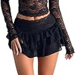 2 Pieces Mini Skirt Set for Women Elegant Lace Strapless Crop Tube Top Bodycon Skirts Y2K Matching Sets-image-71