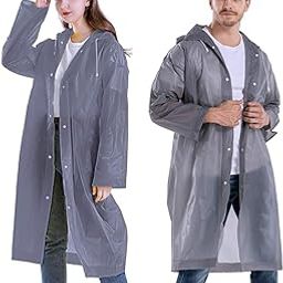 Unisex Long Rain Coat, Hooded, Grey, Waterproof-50