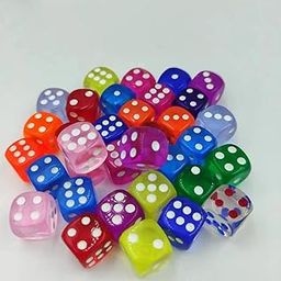 Regy 6 Sided Dice Set Multicolor Transparent Shining Dice for DND, MTG, RPG, Tenzi, Yahtze, Bunco, Table Borad Games, Math Teaching (Pack of 10pcs)-image-88