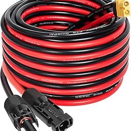 MOOKEERF Solar to XT60 Extension Cable 25FT 10AWG XT60 Charge Extension Cable Solar Panel Connector to XT60 Adapter Cable for Portable Power Station Solar Generator Battery Pack-image-72