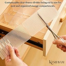KESHAVAM Drawers Organisers – Clear Adjustable Drawer Dividers for Storage | Customizable Plastic Separators for Kitchen, Office, Bathroom, Bedroom – DIY Drawer Organizer Inserts (Set of 4)-image-7