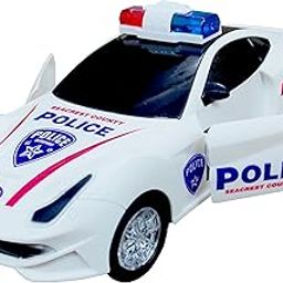 VGRASSP Door Opening Police Car Toy for Kids - Bump and Go Cop Car with Fun Flashing Lights in The Wheels and Realistic Sounds with Sirens (Design as per Stock)-image-11