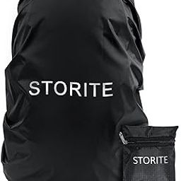 Storite Dust & Rain Cover For Standard Backpack With Pouch, Waterproof Dustproof Rain Cover Bag Elastic Adjustable For School, College,Office, Trekking Bags (30L-35L,Black)-28