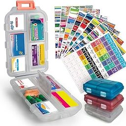 3 Pcs DIY Travel Pill Organizer with Labels Pocket Pharmacy, 3 Pill Box & 420 Medicine Labels, Portable Travel Essentials Mini Pill Container 7 Day Pill Case Storage Vitamin Fish Oil (Set B)-image-61