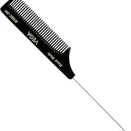 Vega Tail Comb with Steel Pin and Coarse Tooth, Black-4