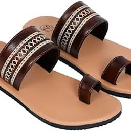 Men's Handmade Leather Kolhapuri Chappal | Ethnic Toe-Ring Flat Sandals with Designer Stitch Pattern | Comfortable Traditional Slippers for Daily & Festive Wear-image-31