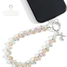 Crystal Phone Wrist Strap Phone Charm Chain Keychain Beaded Cellphone Lanyard with Tether Tab Hands-Free Wristlet Bracelet Wrist Grip Strap for Women-image-70