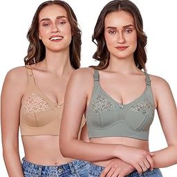 Multicolor Long Lasting M Frame Non-Wired Non-Padded Seamed Full Coverage 433 Pack of 2 T-Shirt Bra Combo-13