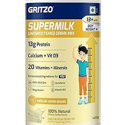 Gritzo Supermilk Height+ Unsweetened Drink Mix For 13+Yrs Boy (400g, Creamy Vanilla)-image-15