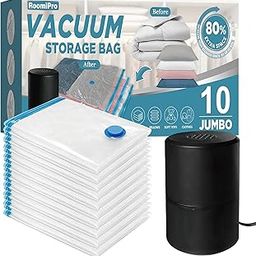 Vacuum Storage Bags with Electric Pump, 10 Pack Jumbo, Space Saver Bags with Pump, Storage Vacuum Sealed Bags for Clothes, Comforters, Blankets, Bedding-image-13