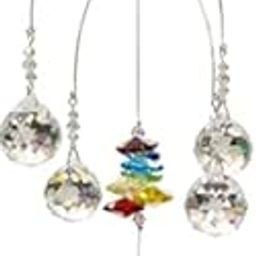 GA Glass Crystal Car Hanging Sun Catcher Beautiful Super Sparkling K9 Crystal Sun Catcher hangings (5gola, Multi)-image-83