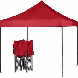 Pop Up Canopy 3X3 M Tent | Easy Outdoor Sun Shade Events, Parties, Camping, Garden, Promotional Activity | Foldable Gazebo Tent with 4 Side Open (Red)-9