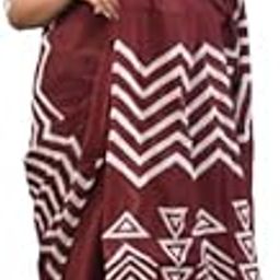 Handicrafts Women's Ikat Hand Block Print Jaipuri Cotton Mulmul Saree with Blouse Piece-0