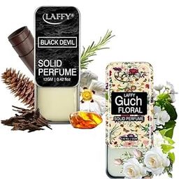 LAFFY Alcohol Free Solid Perfumes | BLACK DEVIL & GUCH FLORAL for Men & Women | Non-Greasy Cologne | Strong & Lasting Fragrance | Gifting Pack for Him & Her, 12 gm (Pack of 2)-22