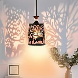 Groeien Black Finish Metal Crystal Hanging Pendant Ceiling Lamp Fixture | Chandelier for Home, Indoor, Outdoor,Living Room, Bedroom(Bulb not Included) (DeerShade, 1)-image-115