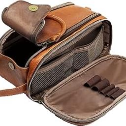 Pu Leather Toiletry Bag For Men Or Women Toiletries Kit For Travel Organizer Leather Bag-Codopp-Tan, 14 Cm, Large-image-39
