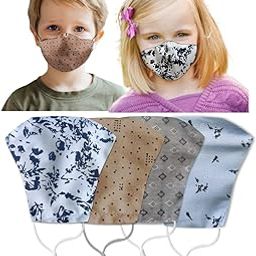 4 PCs Kids Adjustable Cotton Face Masks with Nose Pin | 4 Layer Filtration System Reusable, Breathable & Washable Cotton Face Mask for Kids (Girls & Boys)-image-45