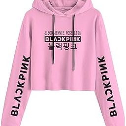 Blackpink Crop Hoodie Lisa Jennie Jisoo ROS� K-pop Long Sleeve Printing Hooded Sweatshirt Pullover Sweater (for Summer and Winter) 11-12.-image-23