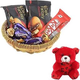 SFU E Com Gift Hamper with Dark Fantasy And Kit-Kat | Valentine Teddy Bear With Chocolate Combo | Valentine Chocolate Hamper | 1116-image-8