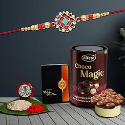 DeoDap (K1_418_EM) Rakhi Combo with Chocolate Magic | Rakhi for brother with gift | chocolate gift pack |rakhi with Chocolate Gift Hemper | Fancy Rakhi for men | Set of 1 |-image-97