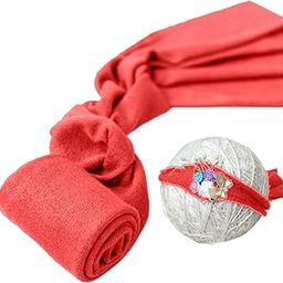 BabyMoon New Born Baby Wraps with Hairband Photography Photoshoot Props Costume Swaddle - Peach-image-79