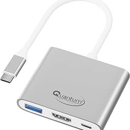 Quantum 3-in-1 USB Type C to Hdmi 4K Adapter, USB 3.0, USB C, Aluminium USB C Hub, High Speed Upto 5Gbps, 60W Power Pass Through for Laptop, Mac, Tablet & Other Type C Devices, Qhm7622 (Silver) Port-38