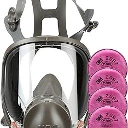3M Full Face 6800, Reusable, Medium, Plus 4 Particulate Filters 2097, P100 Personal Protective Equipment Respirator Kit for Mold Remediation, Dust, Lead, Asbestos (Black, Grey)-picture-16