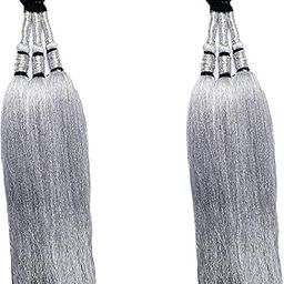HARSHITANJAL Pack of 2 Punjabi Paranda Parandi Choti Braid/Tassles Hair Accessories, Silver-image-59