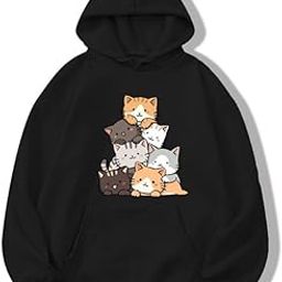 Cute cat Hoodie Sweatshirt Anime Girl Women Causal Stylish Latest Black Lavender Beige Peach White Maroon-image-27