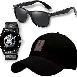 GIFFEMANS Combo Pack of 3 Stylish Dial Watch, Stylish Sport Baseball Cap & Stylish Aviator Sunglass for Men's and Boy's-19