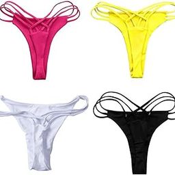 Ladies Hipster Strappy Bikini Panty Underwear G-String Thong Briefs White M-image-44
