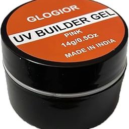 GLOGIOR UV Nail Builder Hard Art Gel Extension for Strong Long False Nail Use for Beauty, Salon Polish UvGel Acrylic Gel Glue (14gm, pink)-35