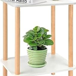 Small Wooden Nightstand with 2 Shelves, Versatile Table for Living Areas-image-98