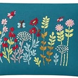 Ekaas Life Hand Embroidered Utility Pouch – Cushioned, Waterproof Lining, Inner Pockets, Zipper Closure – Travel, Clutch, Makeup & Accessories Organizer, Great for gifting Teal Color M-picture-50