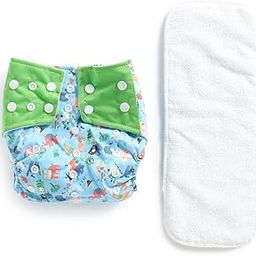 POLKA TOTS Reusable & Washable Cloth Diapers with 1 Liner and Size Adjustable Snap Buttons for New Born Babies (Blue)-picture-11