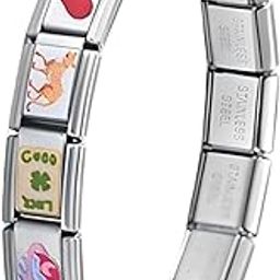 Train Card Print Italian Charm Bracelet - Elastic Bracelet for Girls Stylish, Bracelets for Women Stylish-Inspired Design, Silvery Bracelet for Women-Influenced Aesthetics, Versatile Accessory for All Ages-43