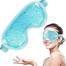 Reversible Gel Eye Mask with Cooling Beads, Adjustable Strap, 20.5 cm x 10 cm, Turquoise-picture-18