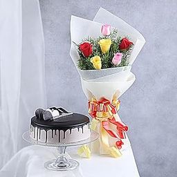 Fnp Spring Time Rose Bouquet With Cake Combo-image-20