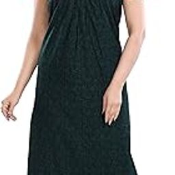 Bon AMIEE Women's 100% Cotton Printed Maxi Nighty Sleepwear Super Comfortable & Soft Cotton| Nighties/Nighty For Women's and Girls Dark Green, Free Size-image-100