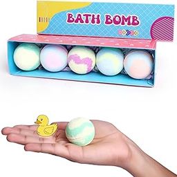 Home Boutique Natural Relaxing Bath Bombs Refreshing Hot Water Bath Hydrating Moisturizing Enchantins Aromatic Fragrances Duckling in Each Bomb (Set of 5)-14