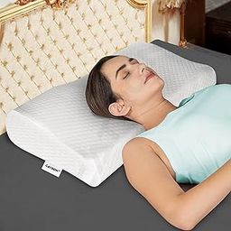 Catron Memory Foam Pillow, Orthopedic Contour Cervical Pillow for Neck & Shoulder Pain | for Curve Neck and Shoulder Adjust & Support | Full White-55