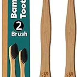 Bamboo toothbrush soft bristles| Eco Friendly wooden charcoal toothbrush with medium bristles for adults - 2pcs of bamboo toothbrush-picture-7