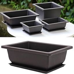 1Pc Imitation Purple Sand Flower Pot Tray Square/Rectangular/Hexagon Pot Tray Bonsai Bowl Balcony Garden Decor-image-14